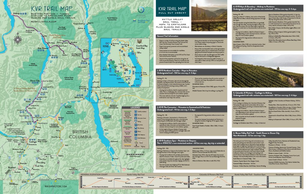 KVR trail map. Castlegar, Slocan Valley Rail Trail 2018